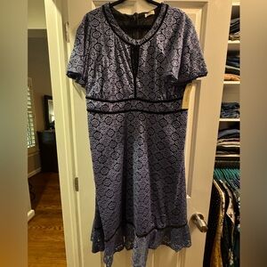 Kiyonna Blue and Black Midi Dress